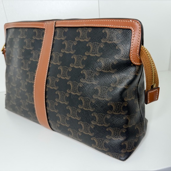 Celine Brown Triomphe Canvas Toiletry Pouch - Picture 12 of 16